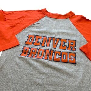 Vtg Logo 7 80s Denver Broncos USA Raglan Shirt Orange Gray 3/4 Sleeve Womens XS